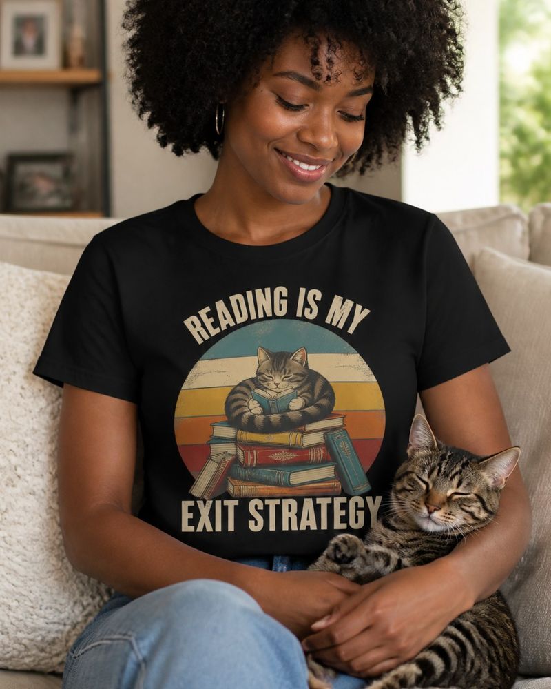 Cat lover wearing a Cranky Kitten cat tee