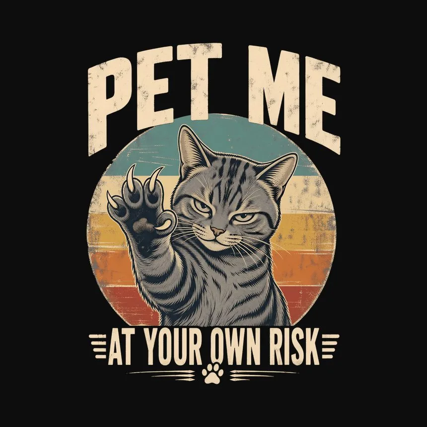 Pet Me At Own Risk Sassy Cat Retro — funny cat hoodie