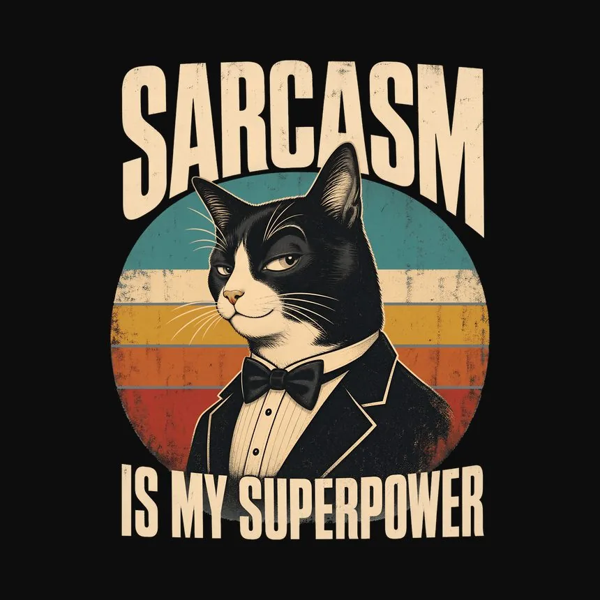 Sarcasm Is My Superpower Sassy Cat Retro — funny cat hoodie