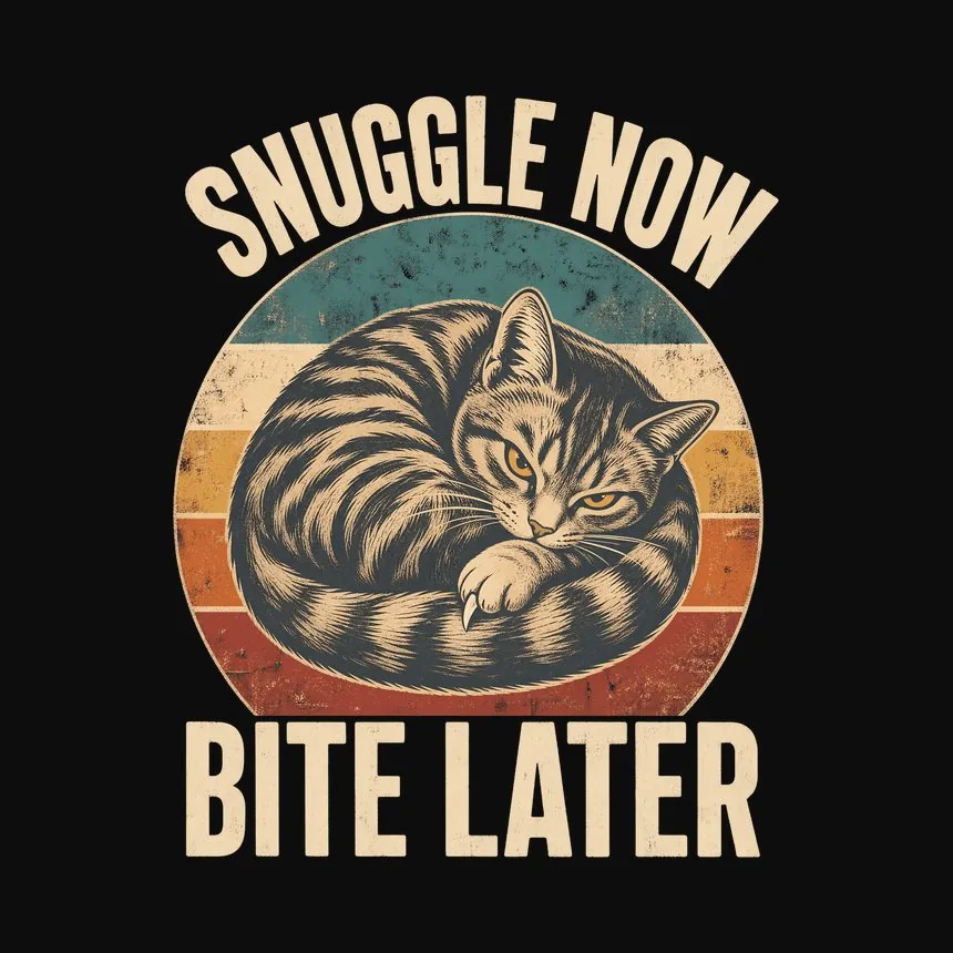 Snuggle Now Bite Later Moody Cat Retro — funny cat hoodie