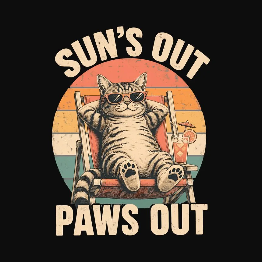 Suns Out Paws Out Summer Cat Retro — funny cat hoodie