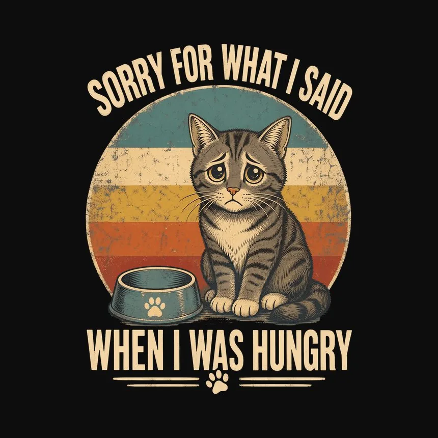 Sorry For What I Said When Hungry Cat Retro — funny cat hoodie
