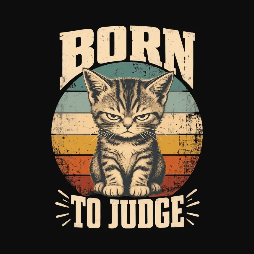 Born To Judge Sassy Kitten Retro — funny cat hoodie