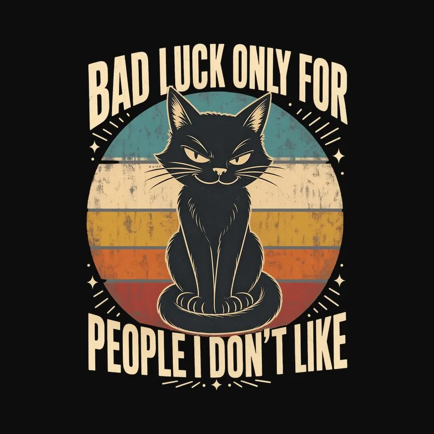 Bad Luck For People I Dislike Black Cat Retro — funny cat hoodie