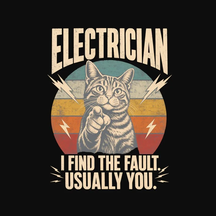 Electrician I Find The Fault. Usually You — funny cat hoodie