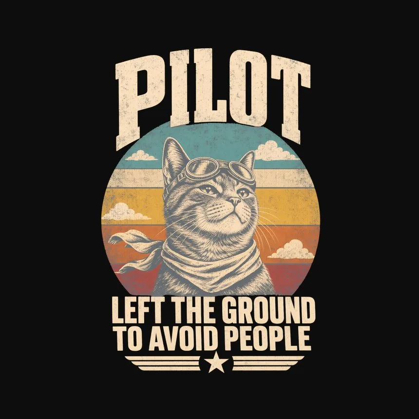 Pilot Left The Ground To Avoid People Cat Design — funny cat hoodie