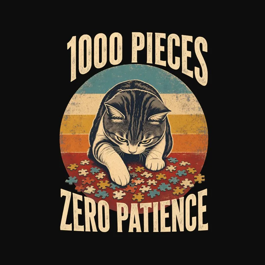 1000 Pieces Zero Patience Retro Cat Design — funny cat hoodie