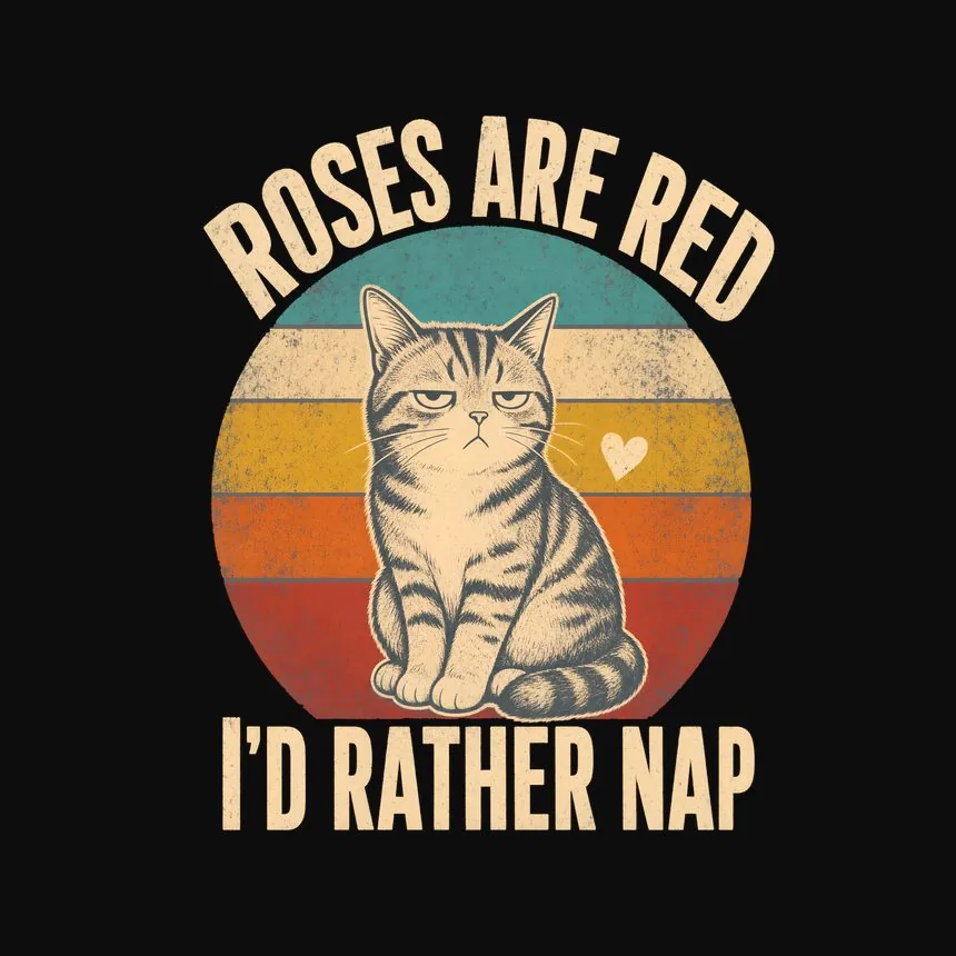 Roses Are Red I'D Rather Nap Retro Cat Design — funny cat hoodie