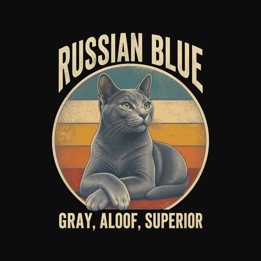 Russian Blue Gray, Aloof, Superior Cat Design — funny cat hoodie