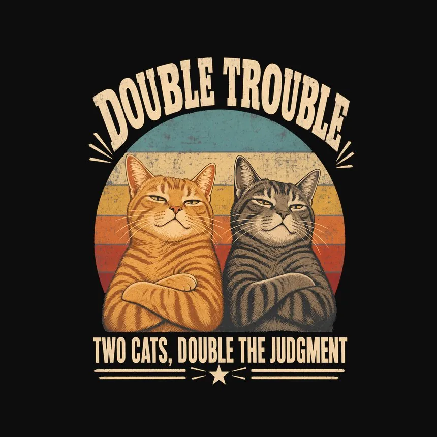 Double Trouble Two Cats, Double The Judgment — funny cat hoodie