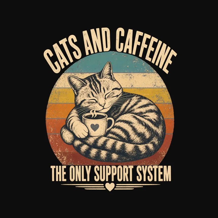 Cats And Caffeine The Only Support System — funny cat hoodie