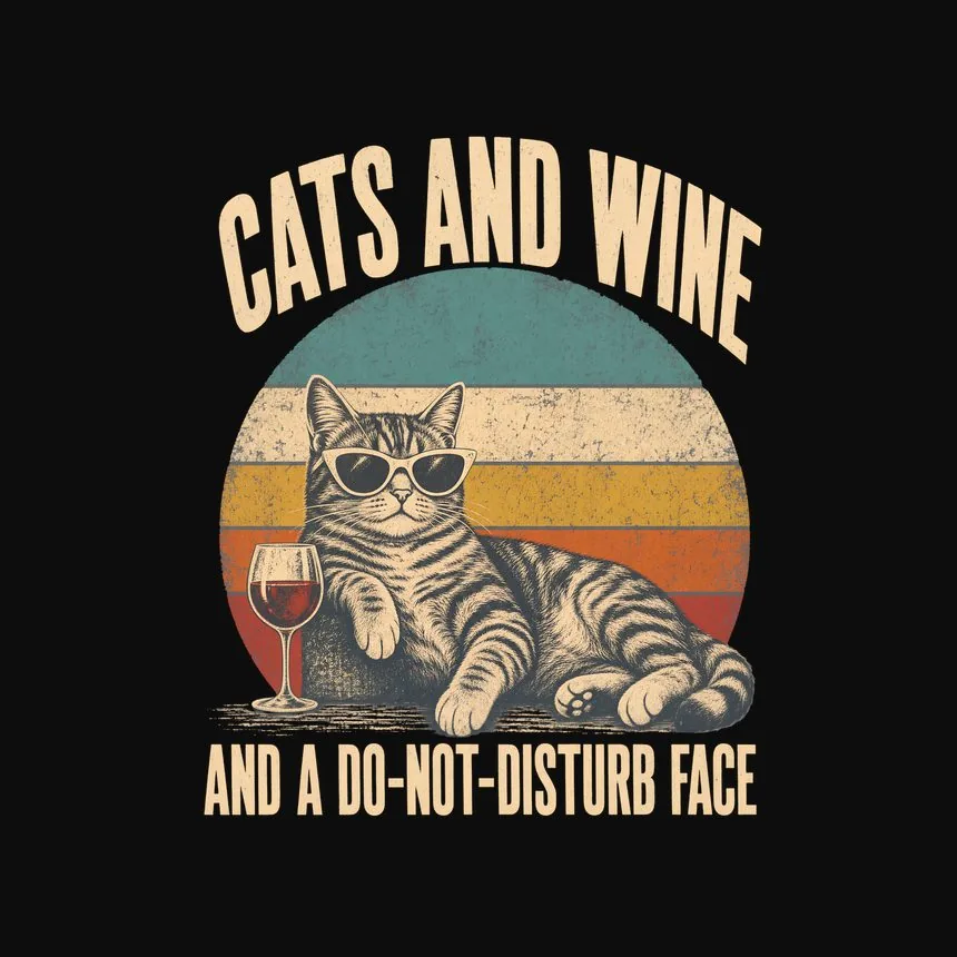 Cats And Wine And A Do-Not-Disturb Face Cat Design — funny cat hoodie