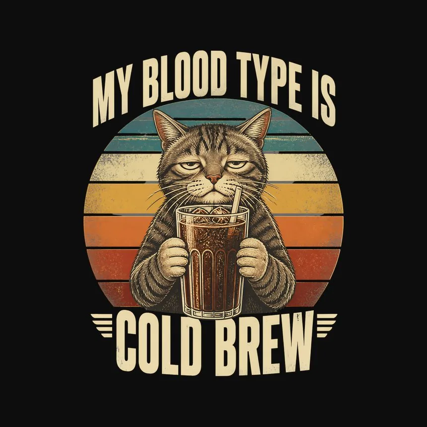My Blood Type Is Cold Brew Cat — funny cat hoodie