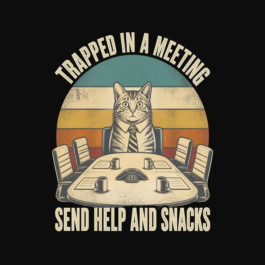 Trapped In A Meeting Cat — funny cat hoodie