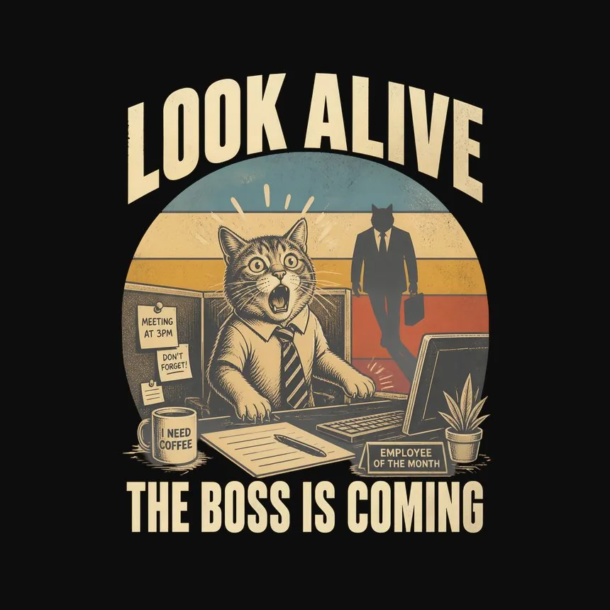 Look Alive The Boss Is Coming Cat — funny cat hoodie