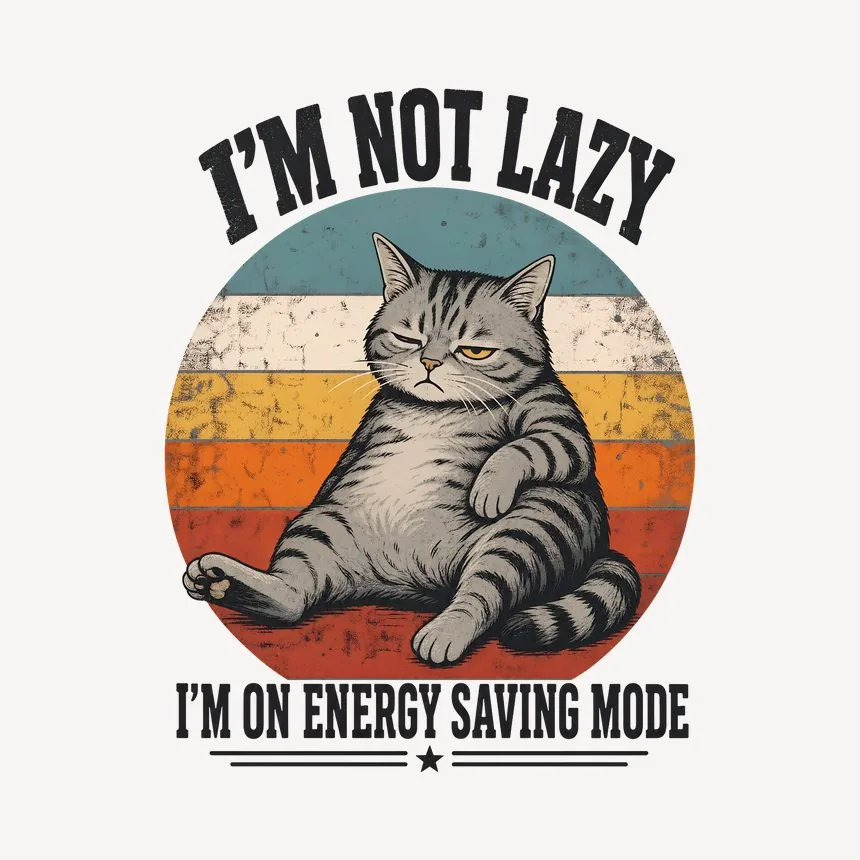 Energy Saving Mode Lazy Cat Retro — funny cat mug