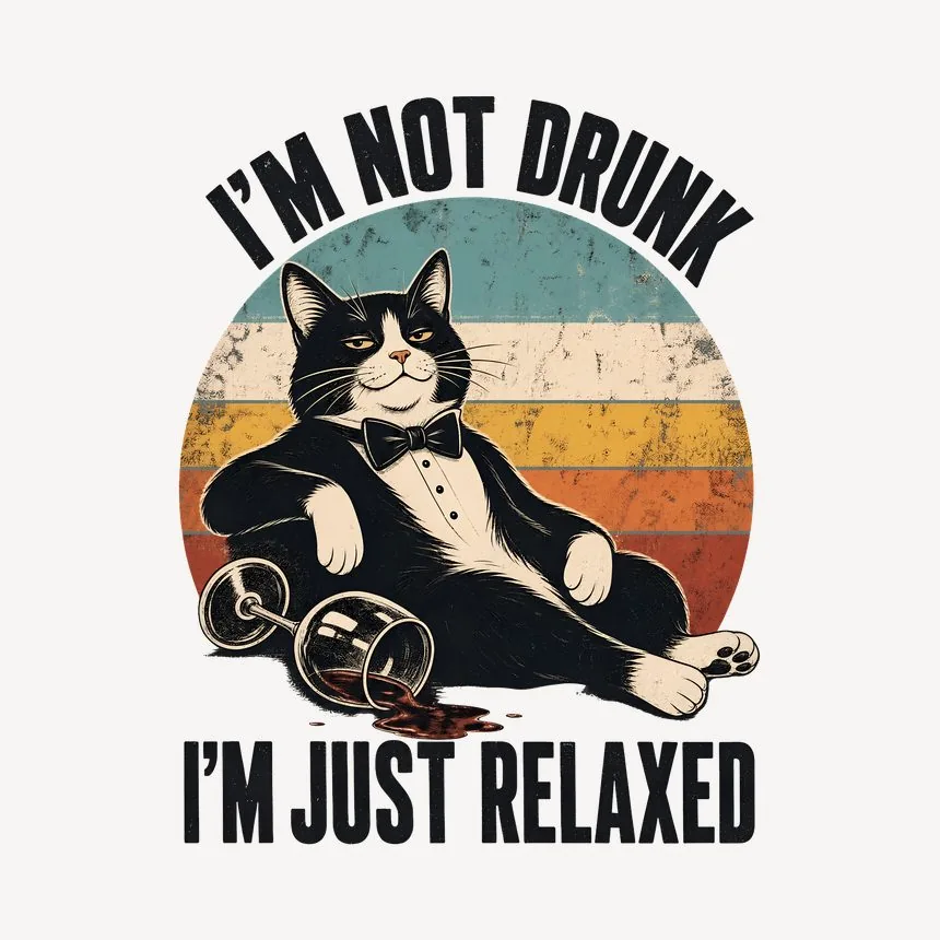 I'm Not Drunk Just Relaxed Wine Cat Retro — funny cat mug