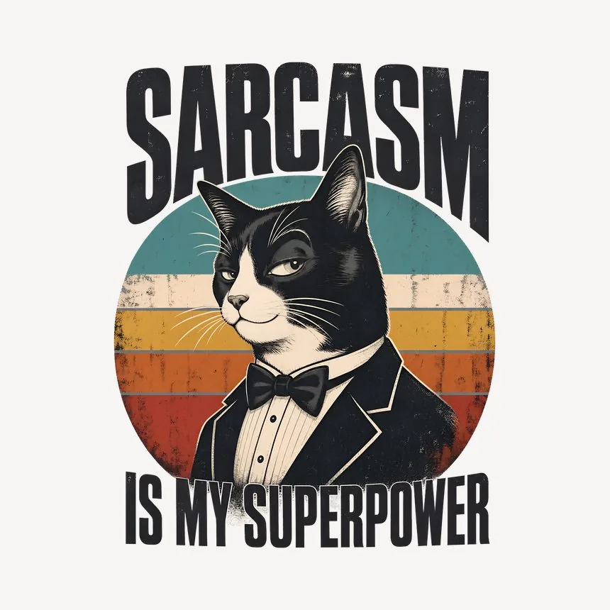 Sarcasm Is My Superpower Sassy Cat Retro — funny cat mug