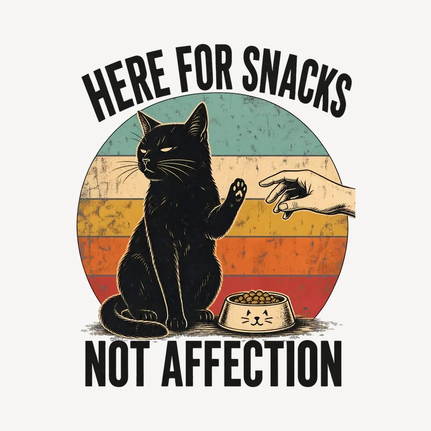 Here For Snacks Not Affection Black Cat Retro — funny cat mug