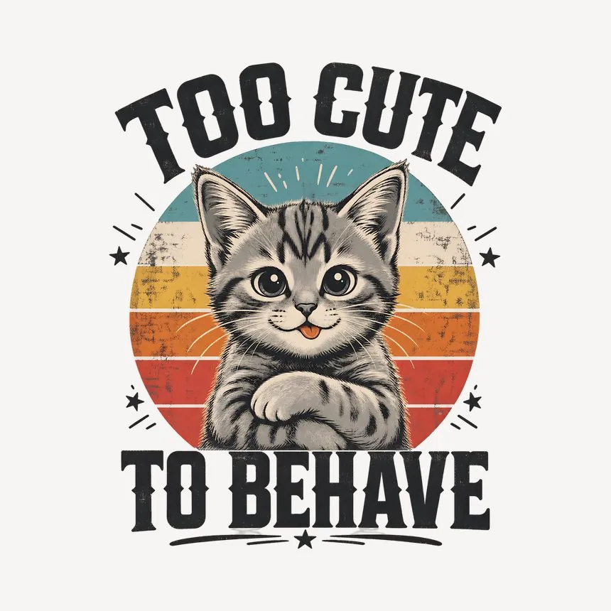 Too Cute To Behave Naughty Kitten Retro — funny cat mug