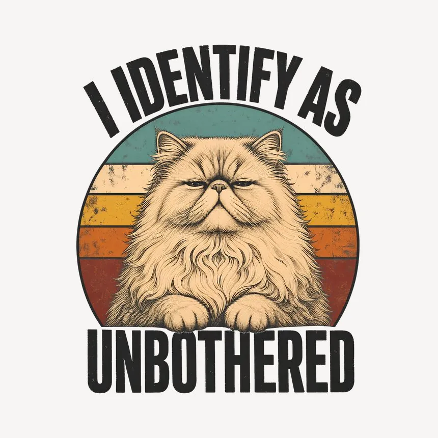 I Identify As Unbothered Persian Cat Retro — funny cat mug