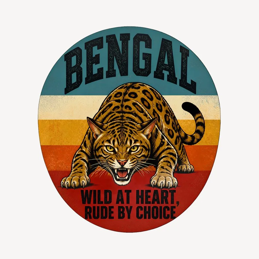 Bengal Wild At Heart, Rude By Choice Cat Design — funny cat mug