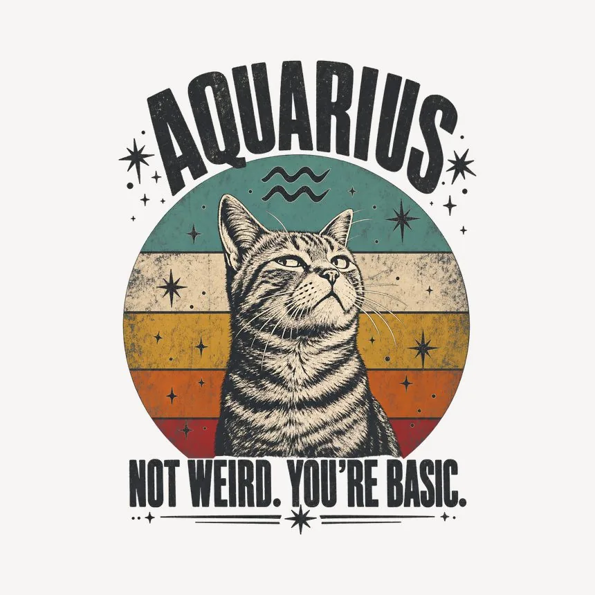 Aquarius Not Weird. You'Re Basic. Retro Cat Design — funny cat mug