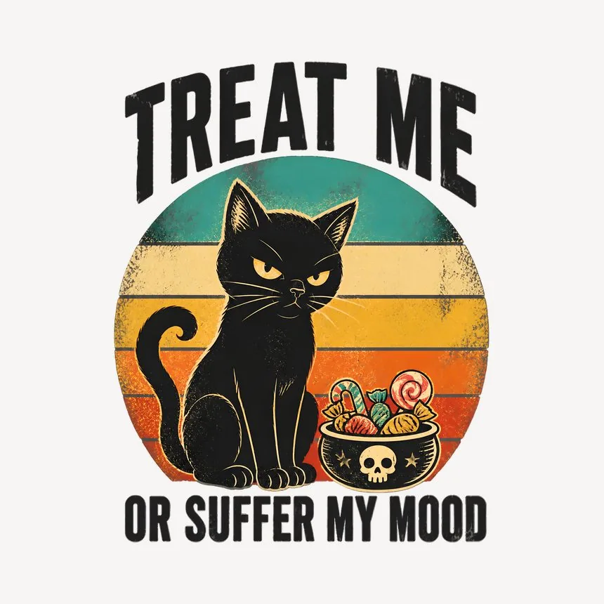 Treat Me Or Suffer My Mood Halloween Cat — funny cat mug
