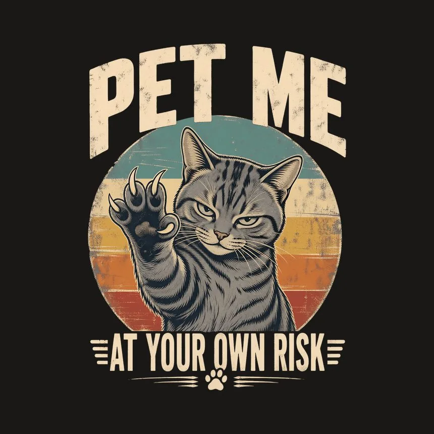 Pet Me At Own Risk Sassy Cat Retro — funny cat phone case
