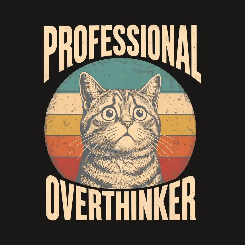 Professional Overthinker Anxious Cat Retro — funny cat phone case