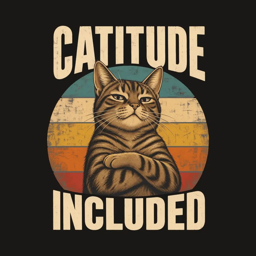 Catitude Included Sassy Tabby Cat Retro — funny cat phone case