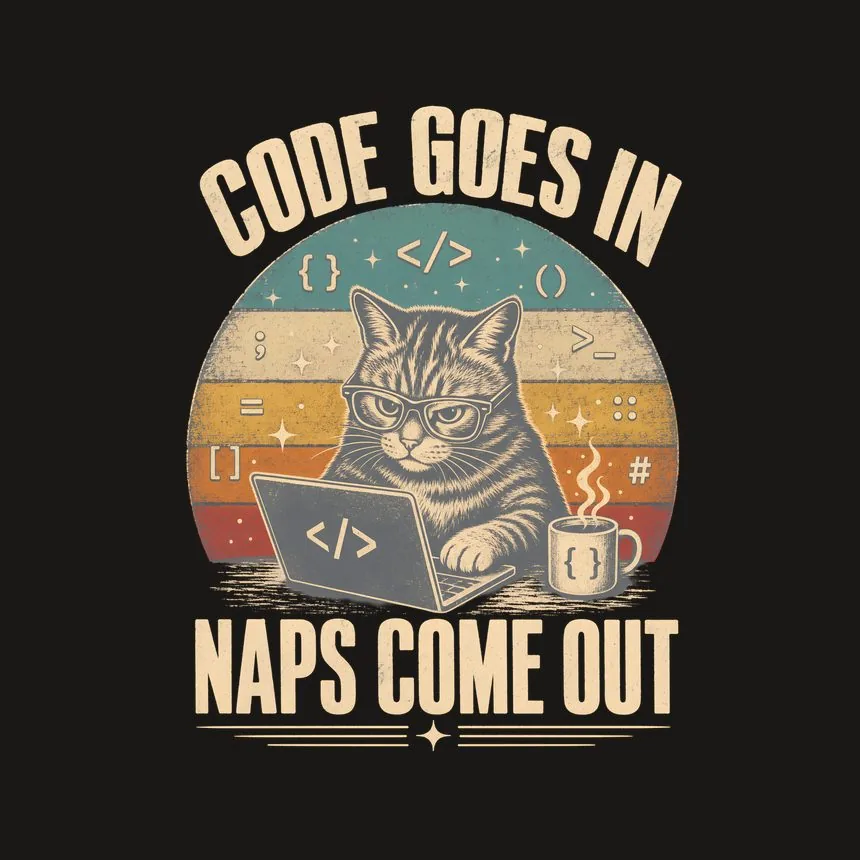 Code Goes In Naps Come Out Retro Cat Design — funny cat phone case