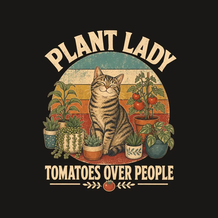 Plant Lady Tomatoes Over People Retro Cat Design — funny cat phone case
