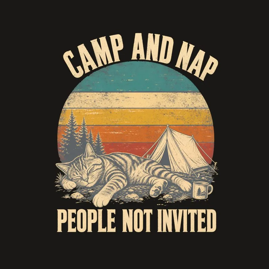 Camp And Nap People Not Invited Retro Cat Design — funny cat phone case
