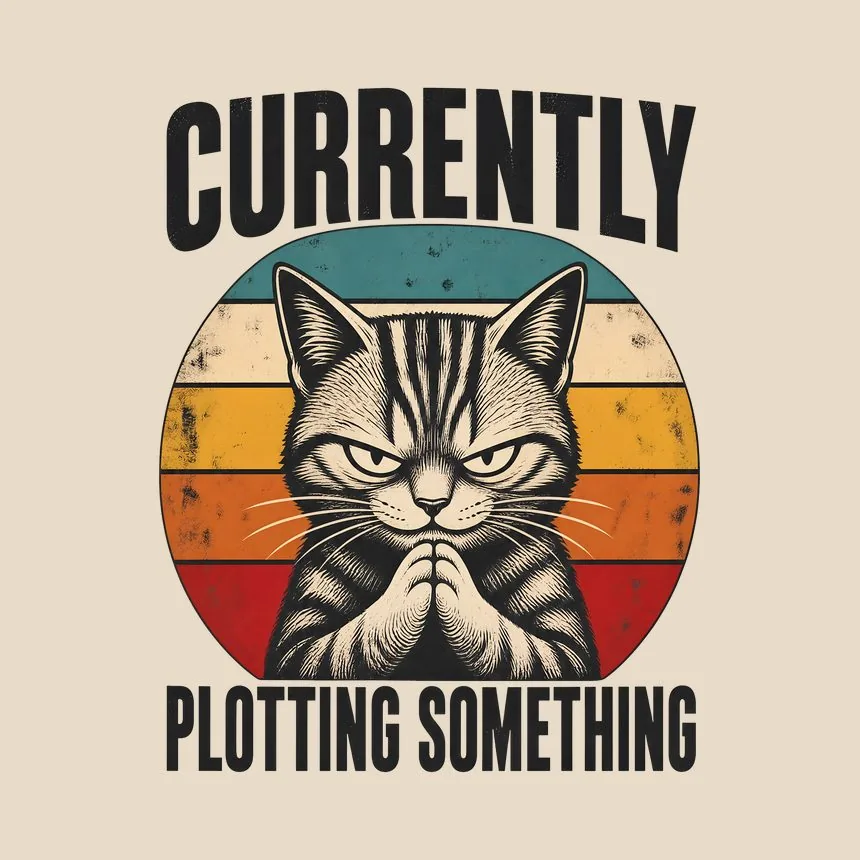 Currently Plotting Something Sneaky Cat Retro — funny cat throw pillow