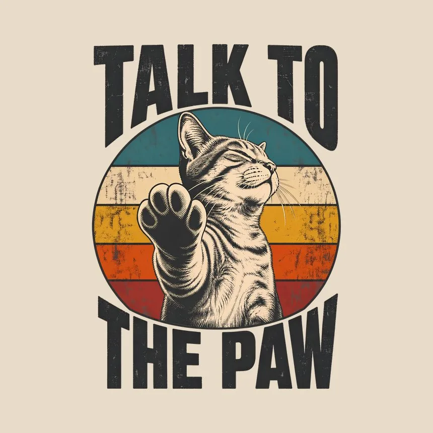Talk To The Paw Sassy Cat Retro — funny cat throw pillow