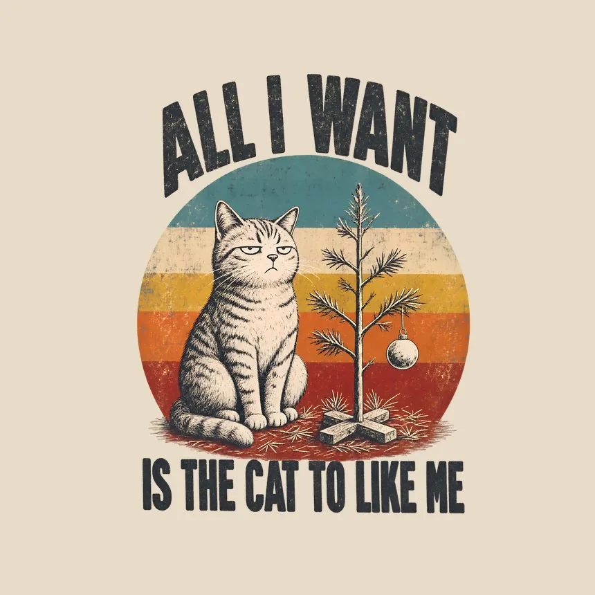 All I Want Is The Cat To Like Me Retro Cat Design — funny cat throw pillow