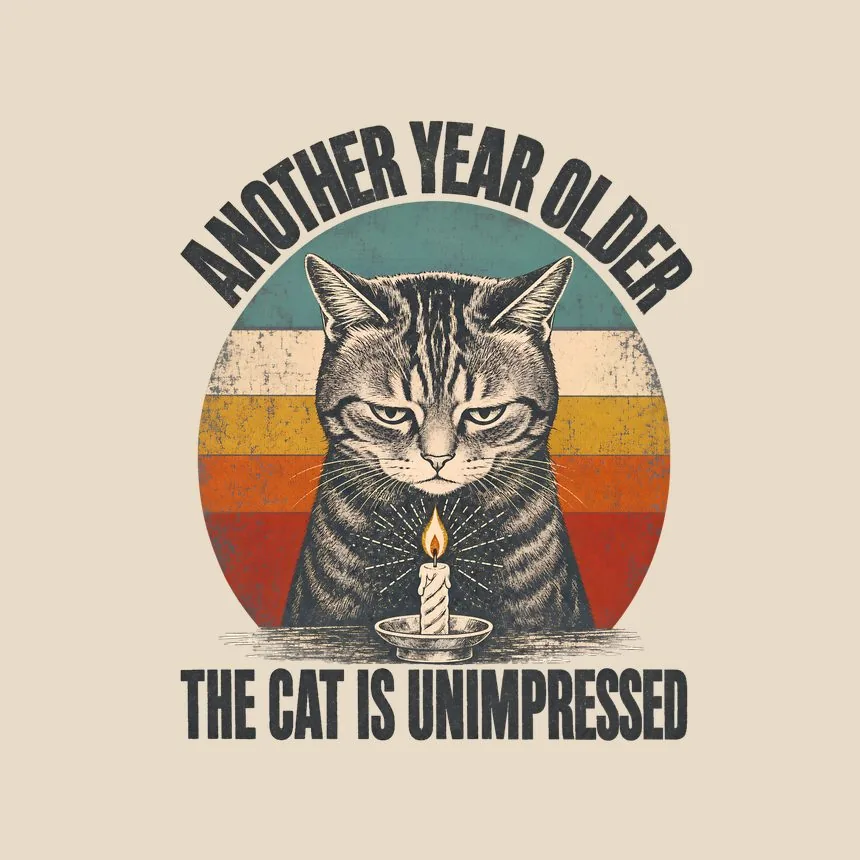 Another Year Older The Cat Is Unimpressed — funny cat throw pillow