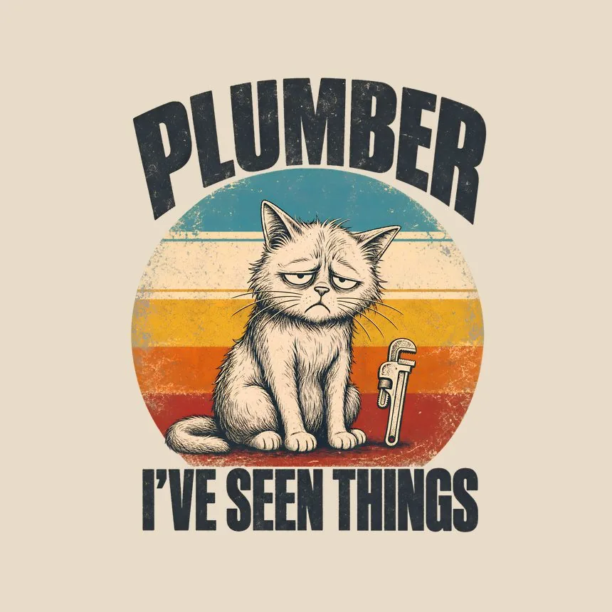 Plumber I'Ve Seen Things Retro Cat Design — funny cat throw pillow