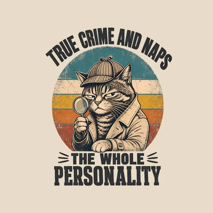 True Crime And Naps The Whole Personality — funny cat throw pillow