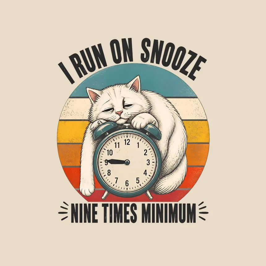 I Run on Snooze Nine Times Minimum Cat — funny cat throw pillow