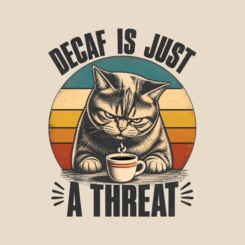 Decaf Is Just A Threat Cat — funny cat throw pillow