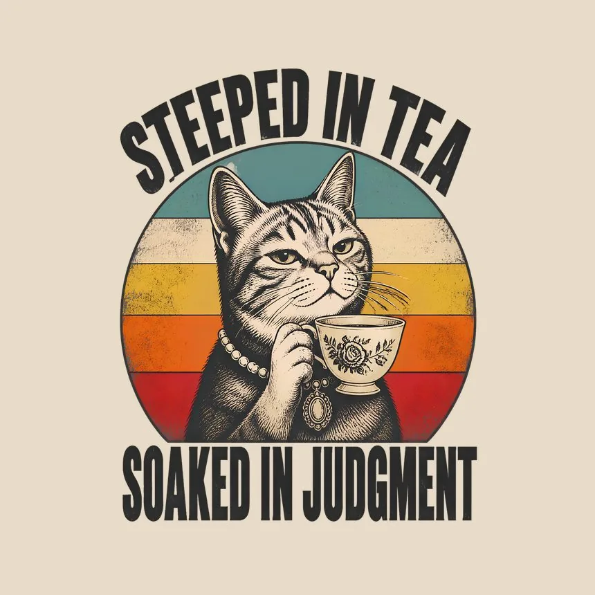 Steeped In Tea Soaked In Judgment Cat — funny cat throw pillow