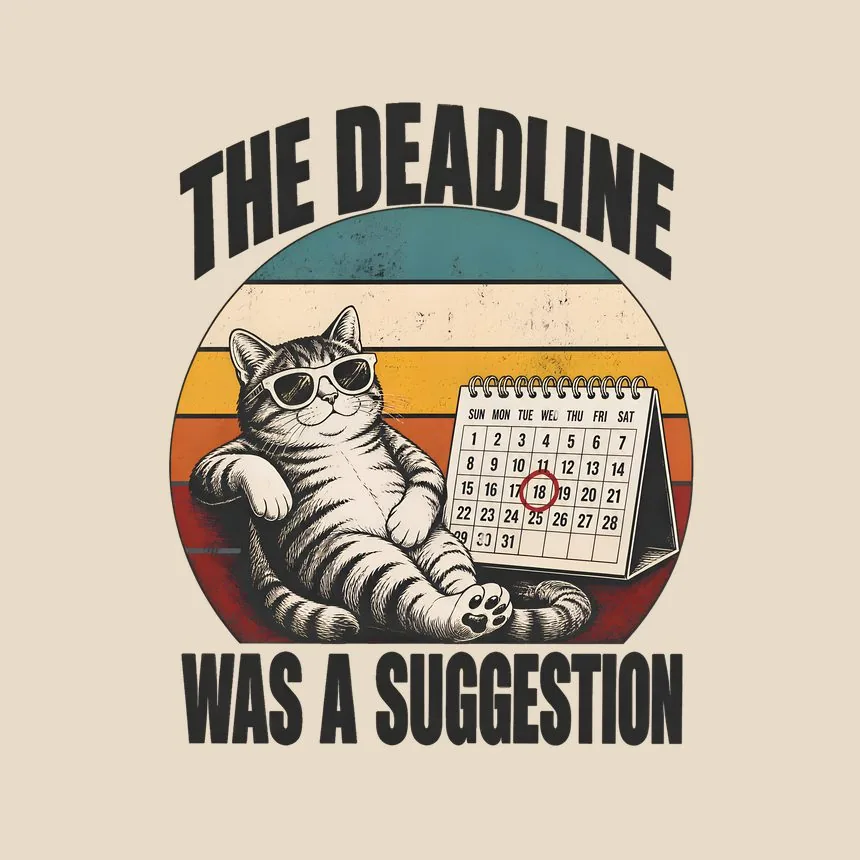 The Deadline Was A Suggestion Cat — funny cat throw pillow