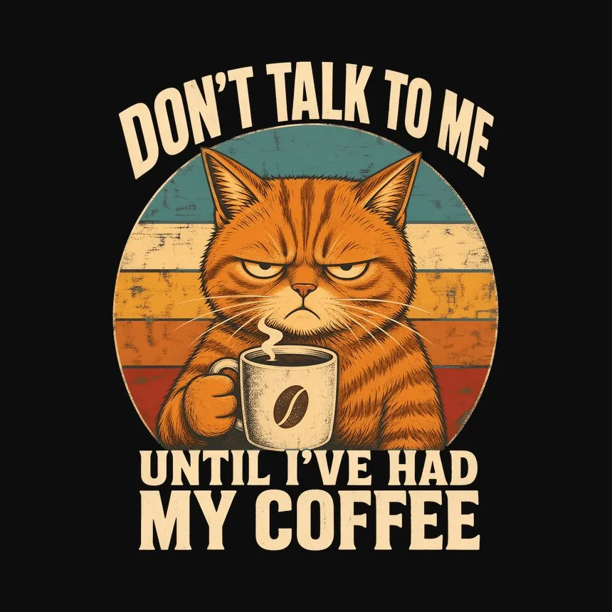 Don't Talk To Me Before Coffee Cat Retro — funny cat sweatshirt
