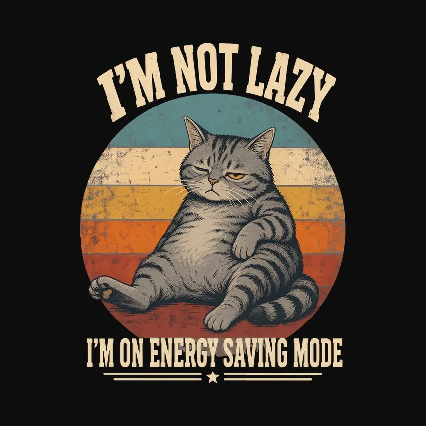 Energy Saving Mode Lazy Cat Retro — funny cat sweatshirt