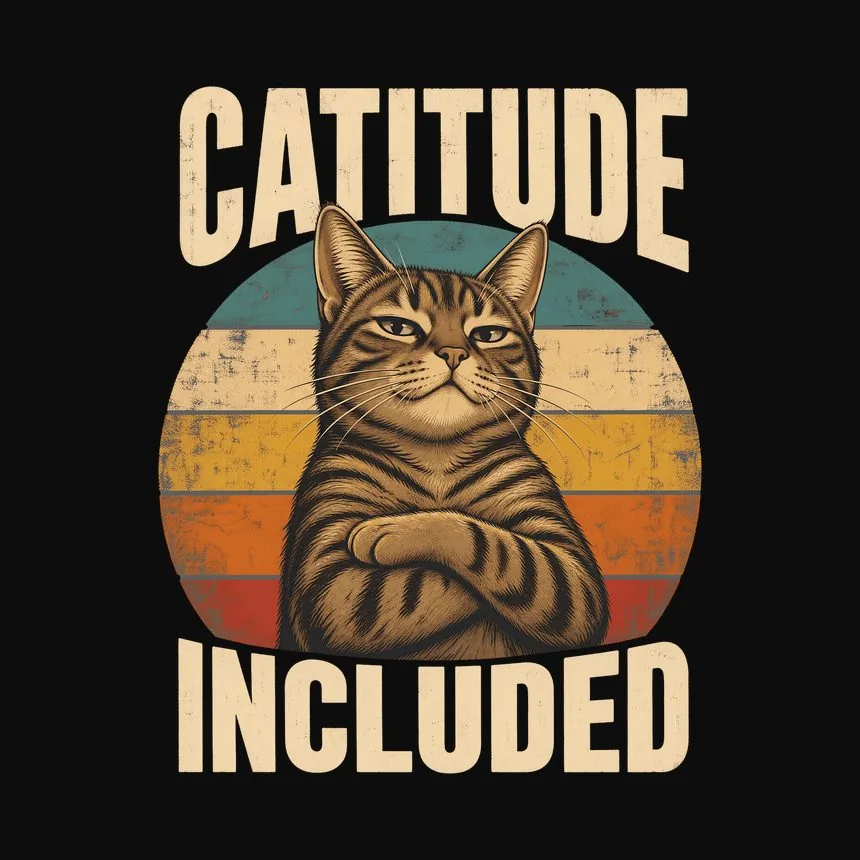 Catitude Included Sassy Tabby Cat Retro — funny cat sweatshirt