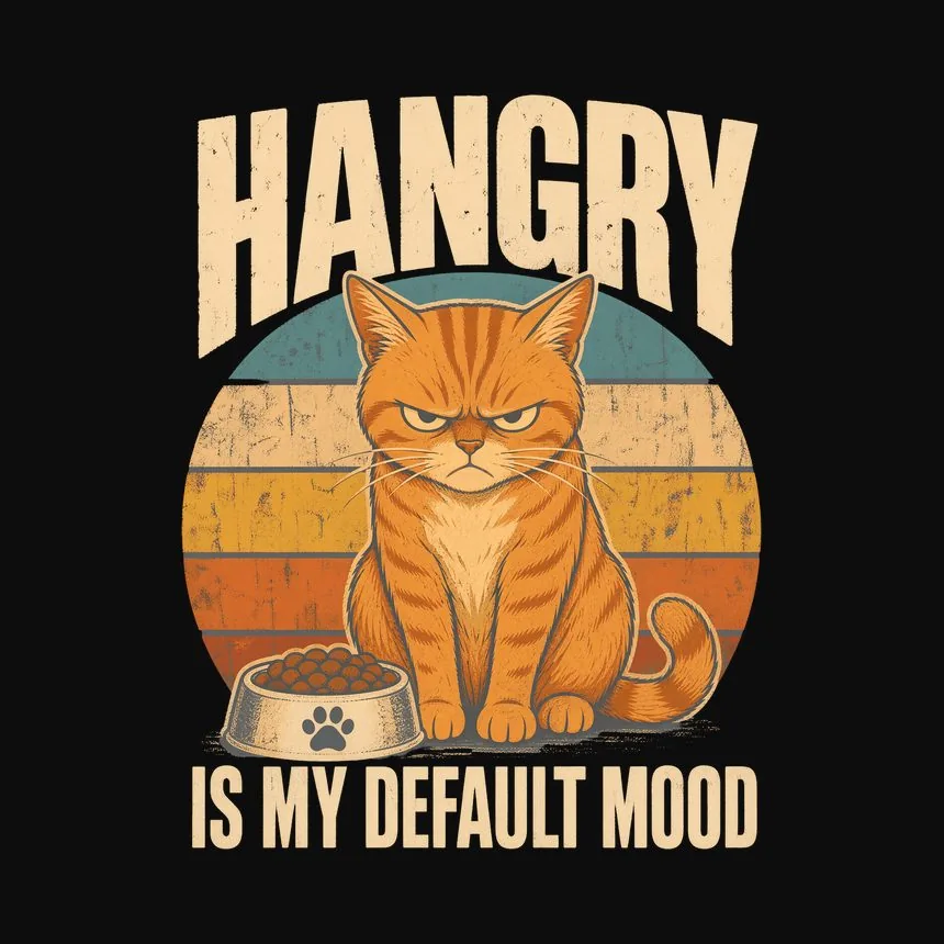 Hangry Is My Default Mood Cat Retro — funny cat sweatshirt