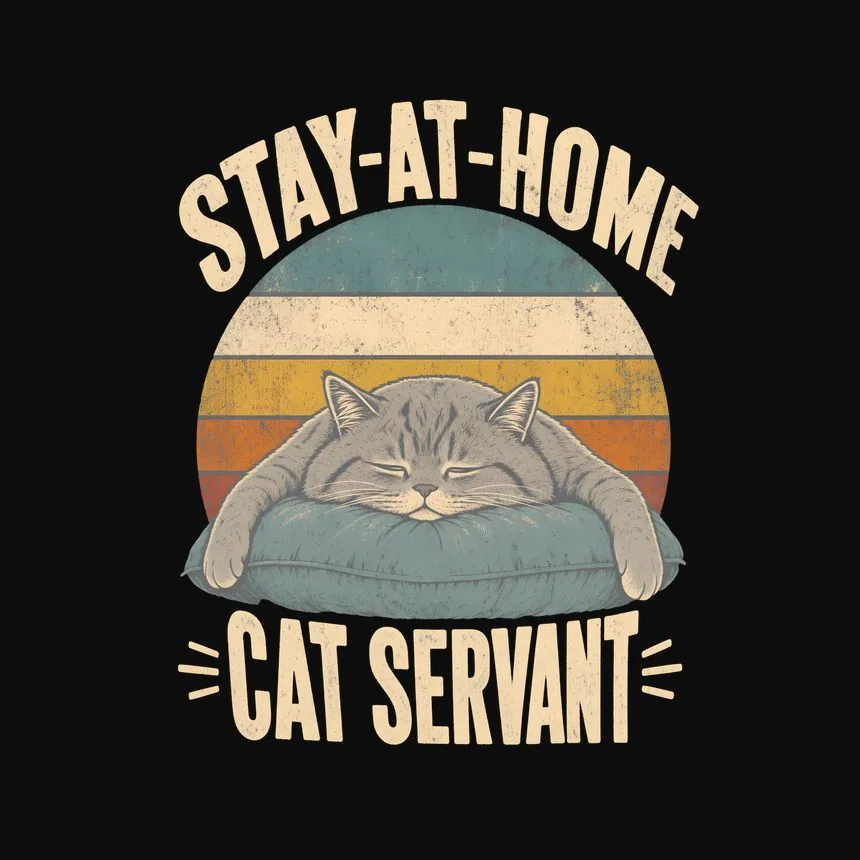 Stay-At-Home Cat Servant Retro Cat Design — funny cat sweatshirt