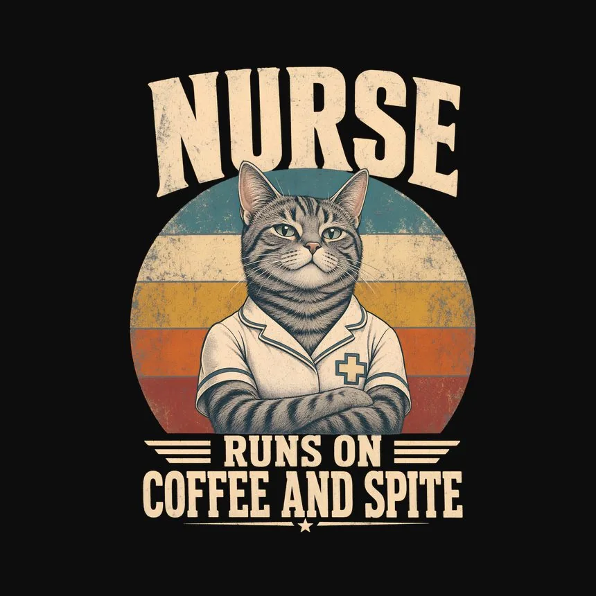 Nurse Runs On Coffee And Spite Retro Cat Design — funny cat sweatshirt